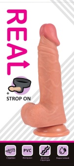 Реалистичный фаллоимитатор Real с трусиками для страпона - 19,5 см