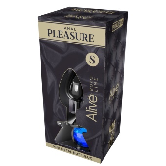 Анальная пробка Alive Mini Metal Butt Plug S с голубым кристаллом