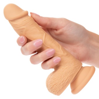 Фаллоимитатор с мошонкой на присоске Dual Density Silicone Studs 13 см телесный