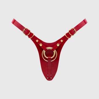 Красный пояс для фиксации насадок Strap-On-Me Leatherette Harness Fabulous