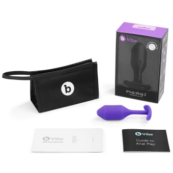 Утяжеленная анальная мини пробка для ношения b-Vibe Snug Plug 2 фиолетовая