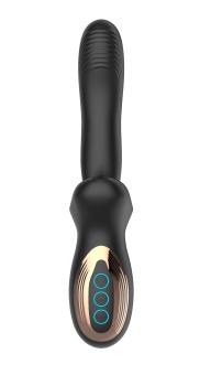 Черный вибратор с постукивающим эффектом - 22 см.