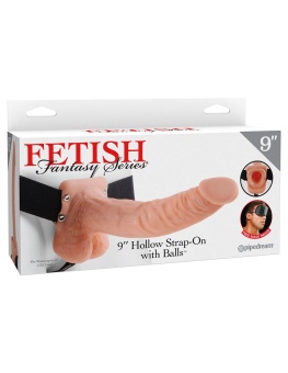 Фаллопротез с мошонкой Hollow Strap-On with Balls Flesh телесный  24 см