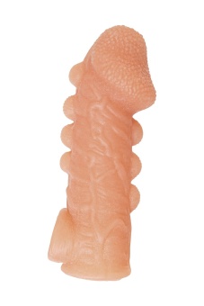 Телесная закрытая насадка с шишечками Cock Sleeve 008 Size M - 15,6 см