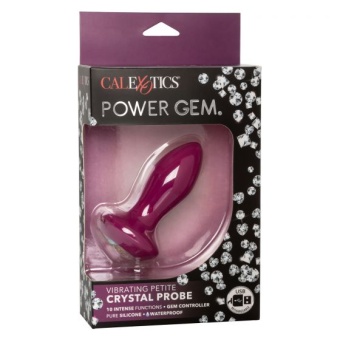 Анальная пробка с кристаллом и вибрацией Power Gem Vibrating Petite Crystal Probe розовая